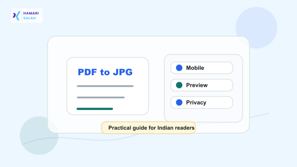 Illustration of a mobile phone converting a scanned PDF page into a JPG image safely.