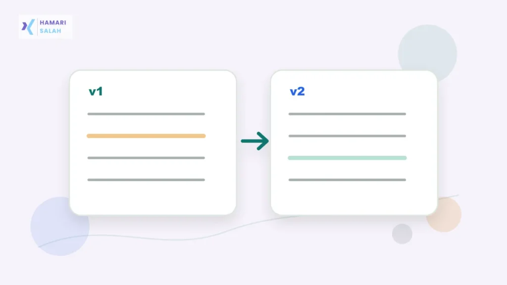 Illustration of two workplace documents being compared before sending a final version.
