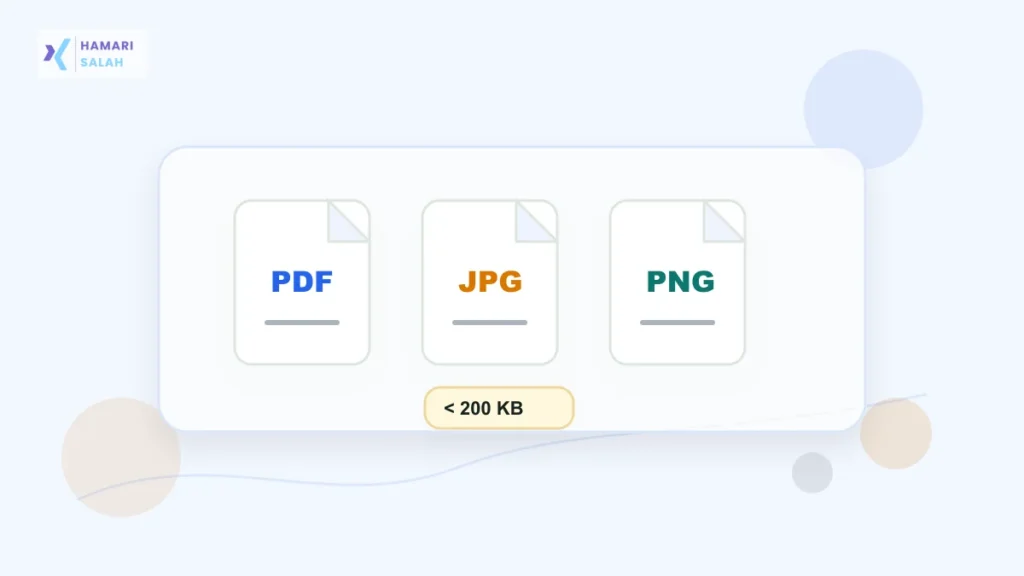 Illustration of document cards representing PDF, JPG, and PNG file format choices.