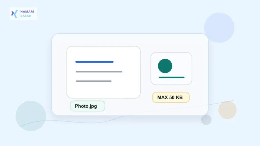 Illustration of an online form with an image upload preview for Indian application portals.