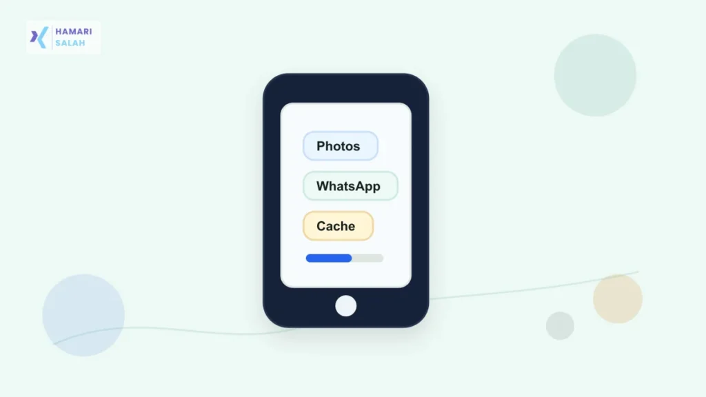 Illustration of a phone storage screen with safe cleanup and file cards.