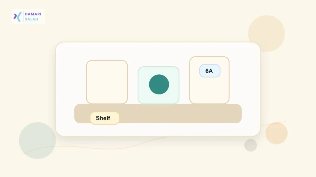 Illustration of a compact Indian kitchen setup with appliance and storage planning cues.